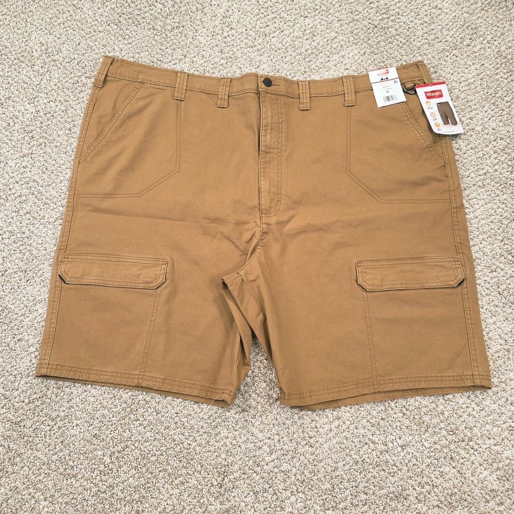 Wrangler Mens Hiker Cargo Shorts Brown NW968ER Size 48 Elastic Waist NEW